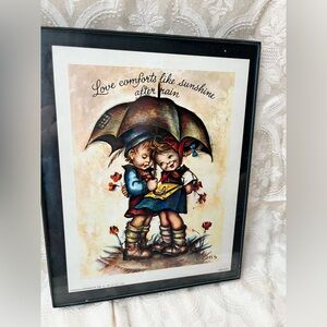 Vintage Collectinle Framed Evans Hummel Print “Love Comforts Like Sunshine”